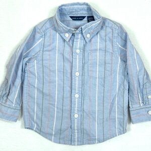 JANIE & JACK Baby‎ Boy Long Sleeve Button Down Blue Stripe 6-12 Months Preppy